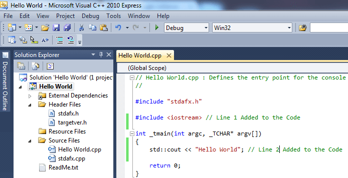 C++ Sample Hello World Final Code