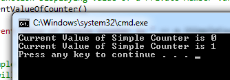 Console Output of Sample Project for Operator Overloading