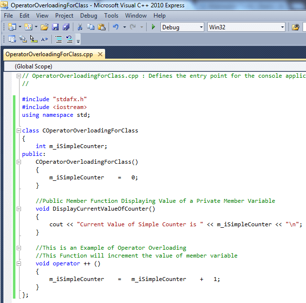 Operator Overloading Example Source Code in C++