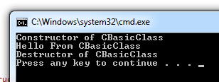 Output of Basic C Plus Plus Class Program