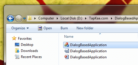 Dialog Based Application Created with Visual C++ in Windows Explorer